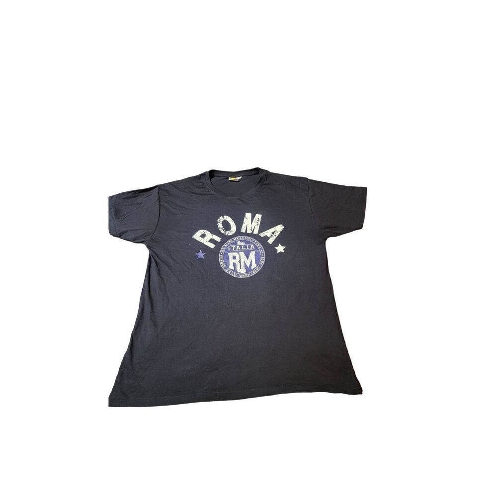 Smarter all cotton knitwear black short sleeve roma italia tee t-shirt L